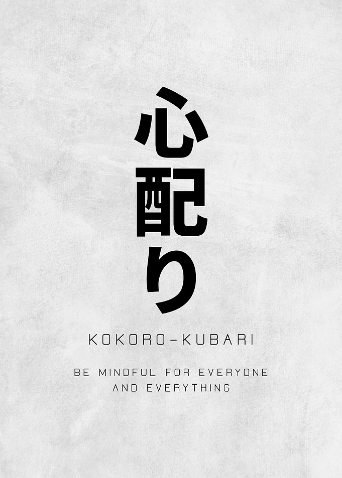 Kokoro-kubari Japanese Quote Poster – Mindfulness & Thoughtfulness Wall Art