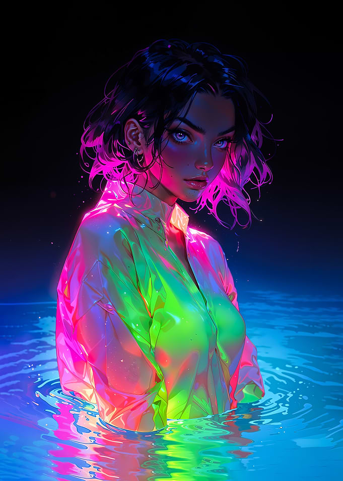 Neon Girl in Water