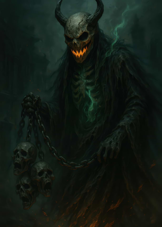 Horned Skull Demon with Skull Chain