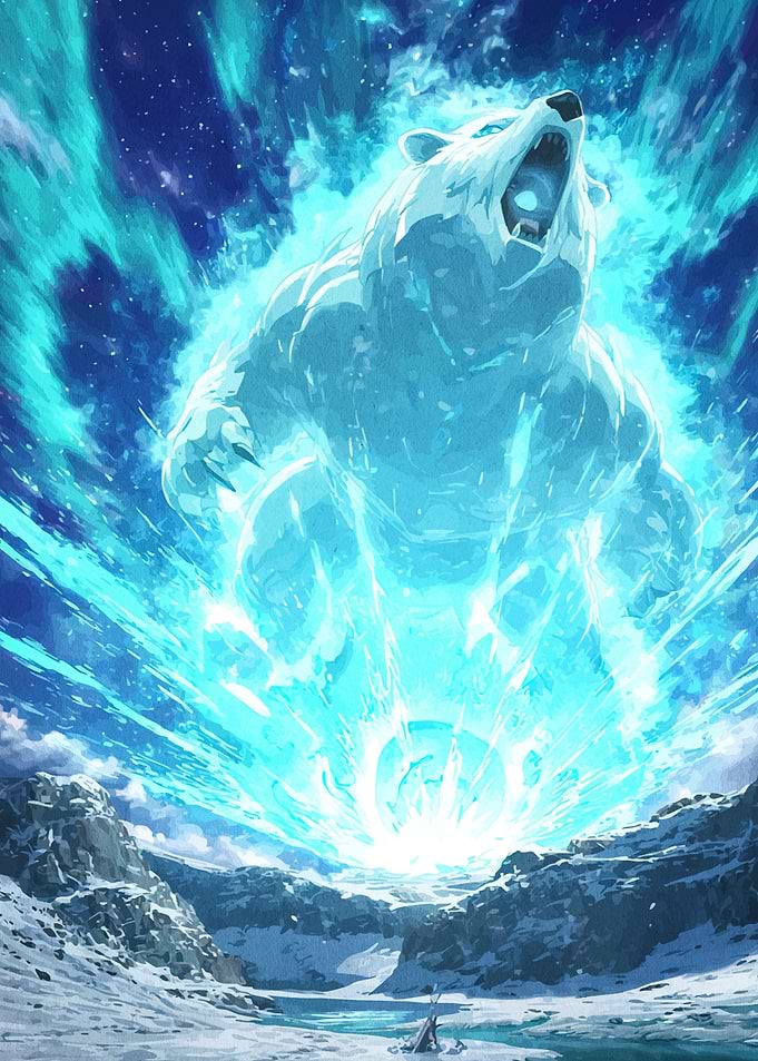 Glowing Polar Bear Snowy Landscape