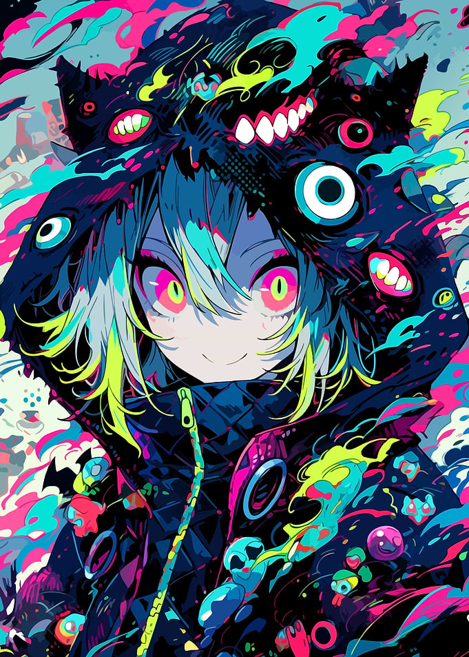 Anime Girl with Monster Hoodie