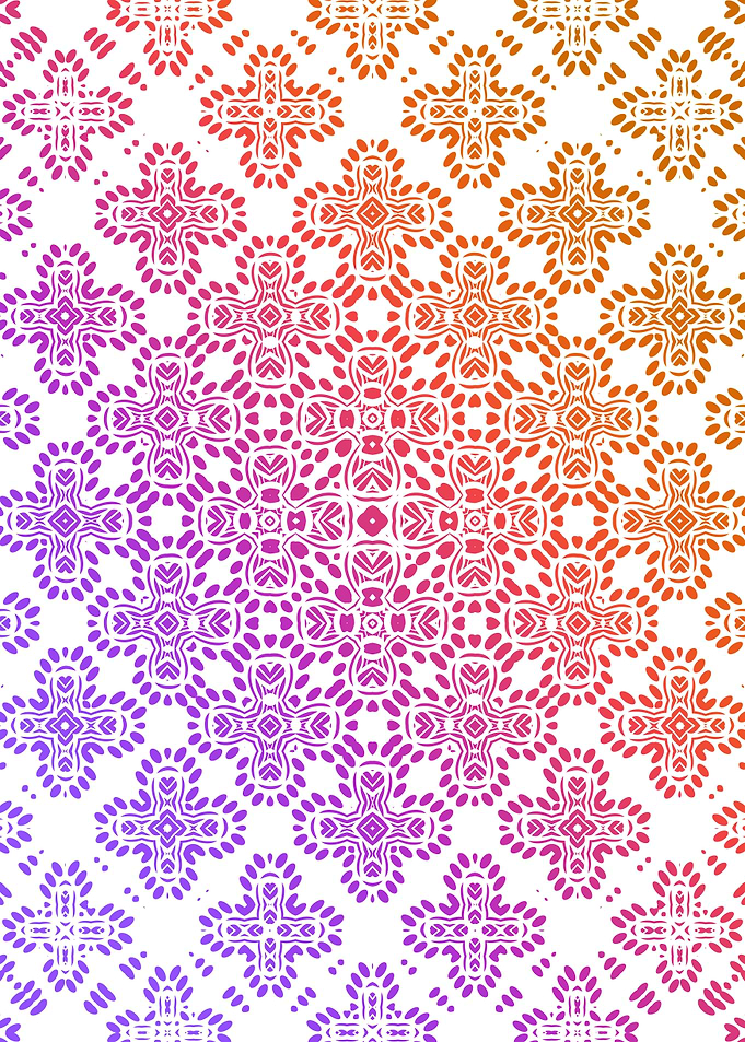 Floral Cross And Dot Pattern with Gradient