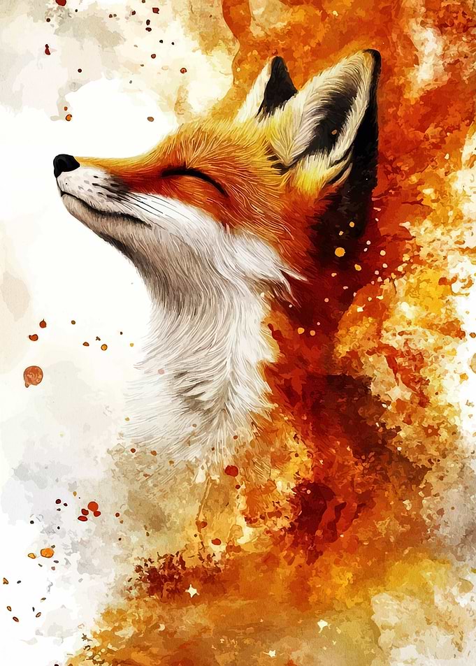 Watercolor Fox Portrait