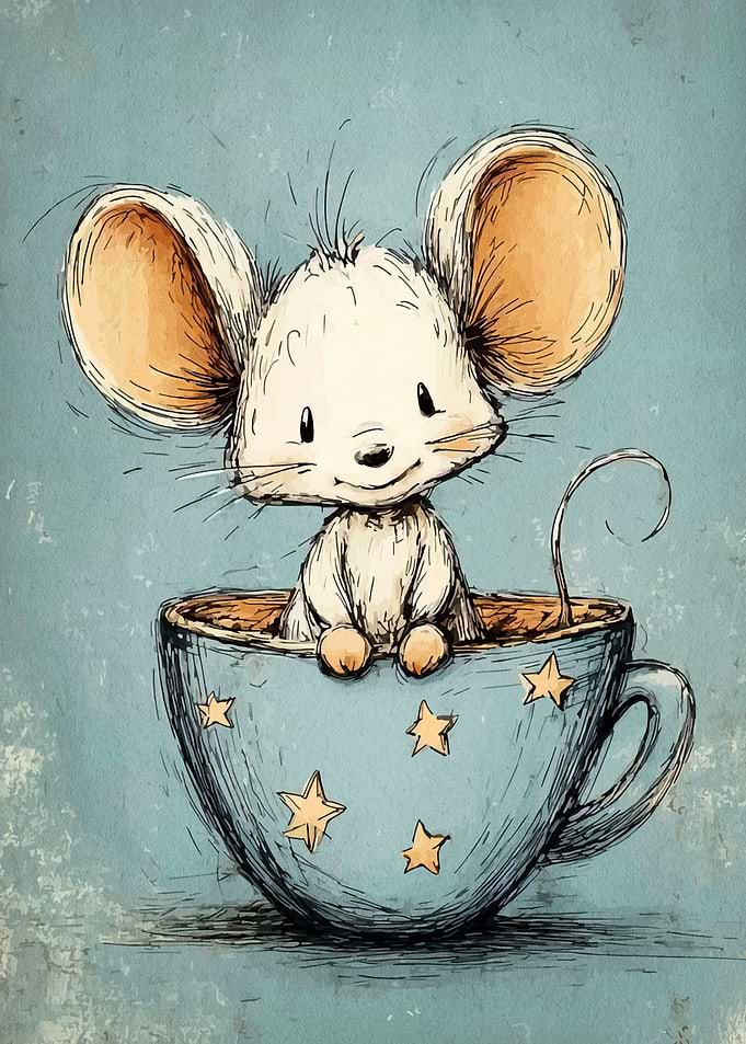 Mouse in a Cup Illustration