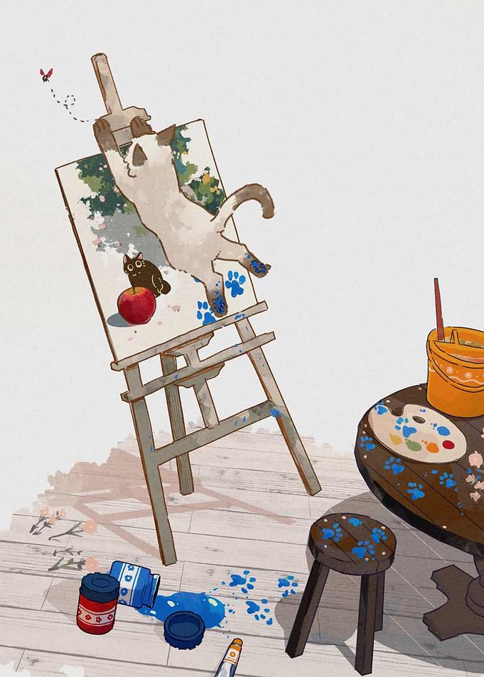 Cat Artist Painting