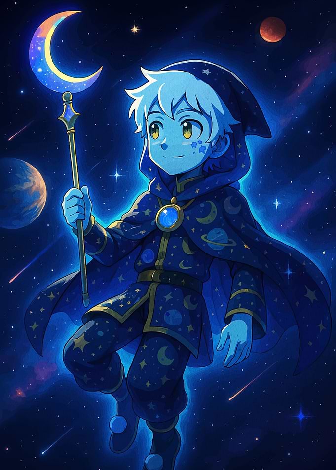 Celestial Wizard Boy Moon Staff