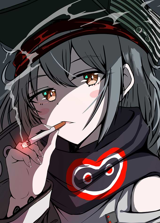 Anime Girl Smoking Cigarette