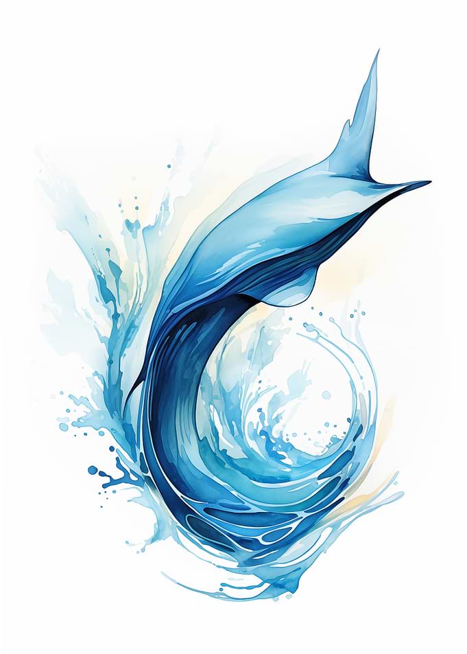 Blue Watercolor Wave Art