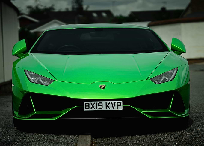 Green Lamborghini Front View
