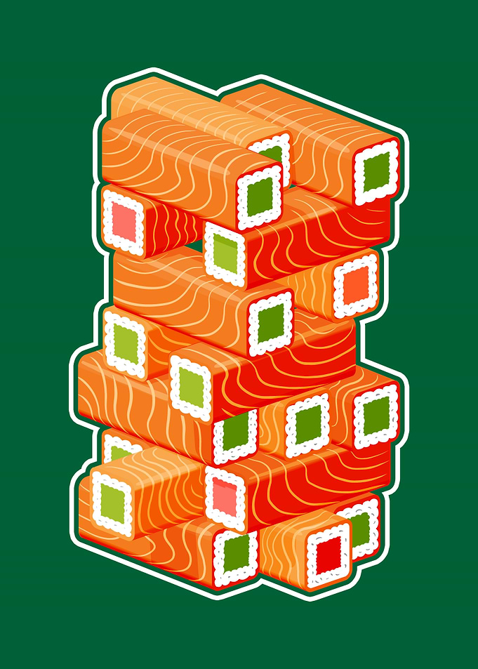 Sushi Block Stacking Game