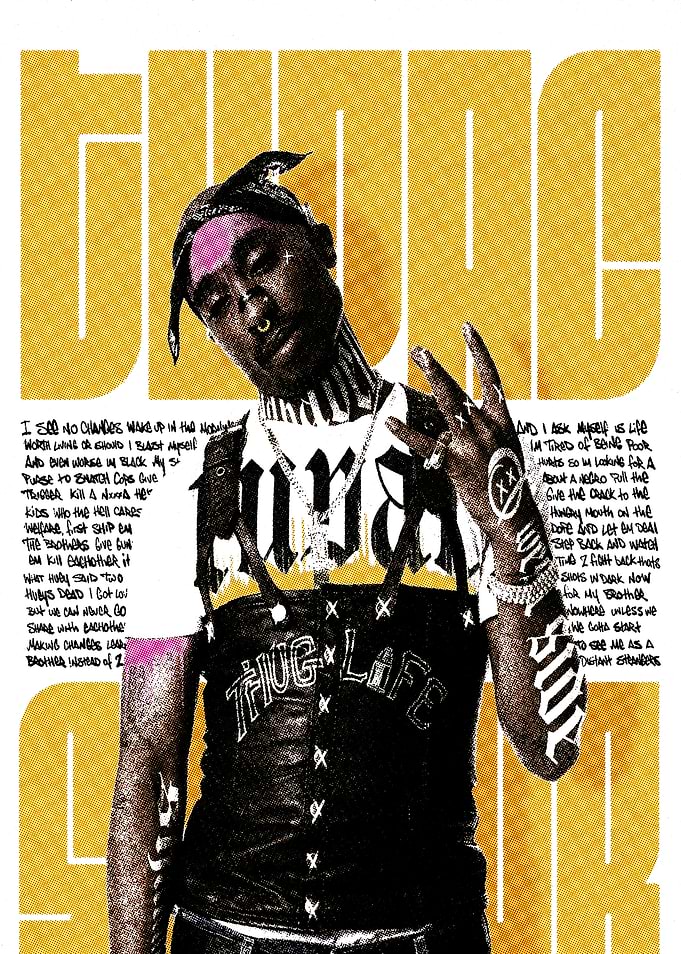 Tupac Shakur Portrait with Lyrics