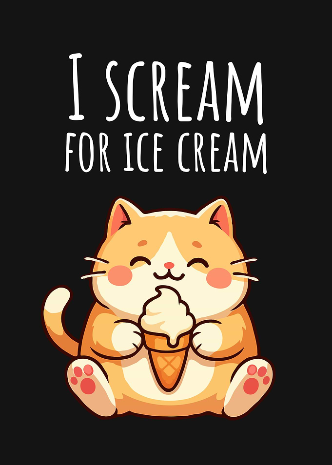Cute Cat I Scream For Ice Cream