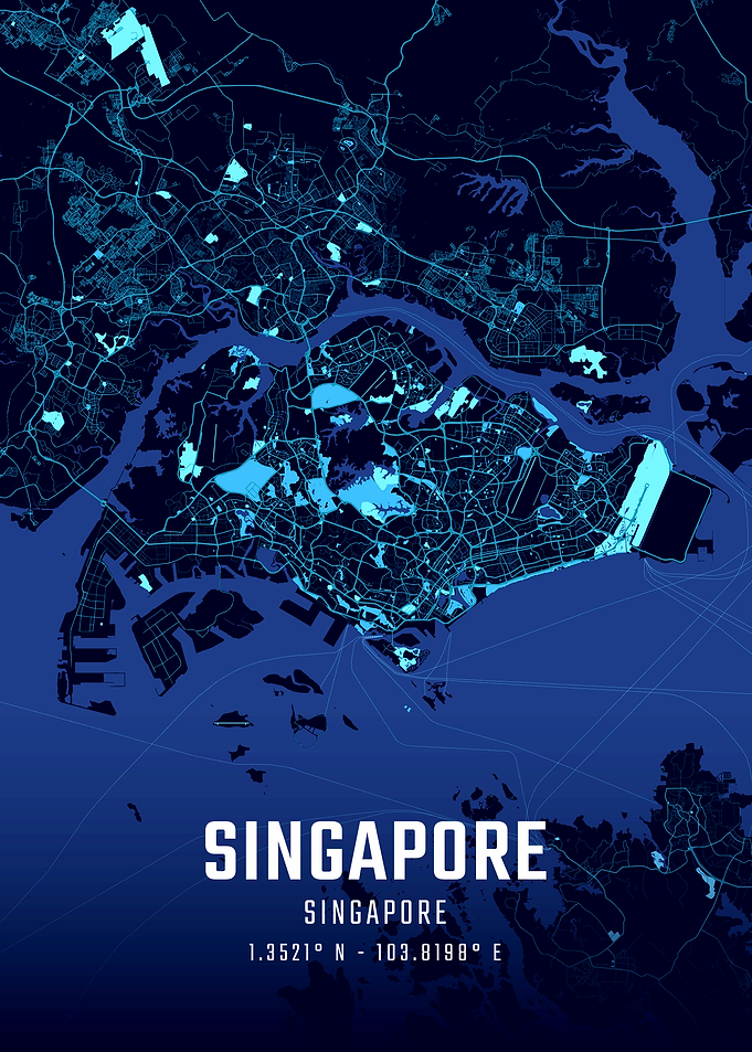Singapore Midnight City Map