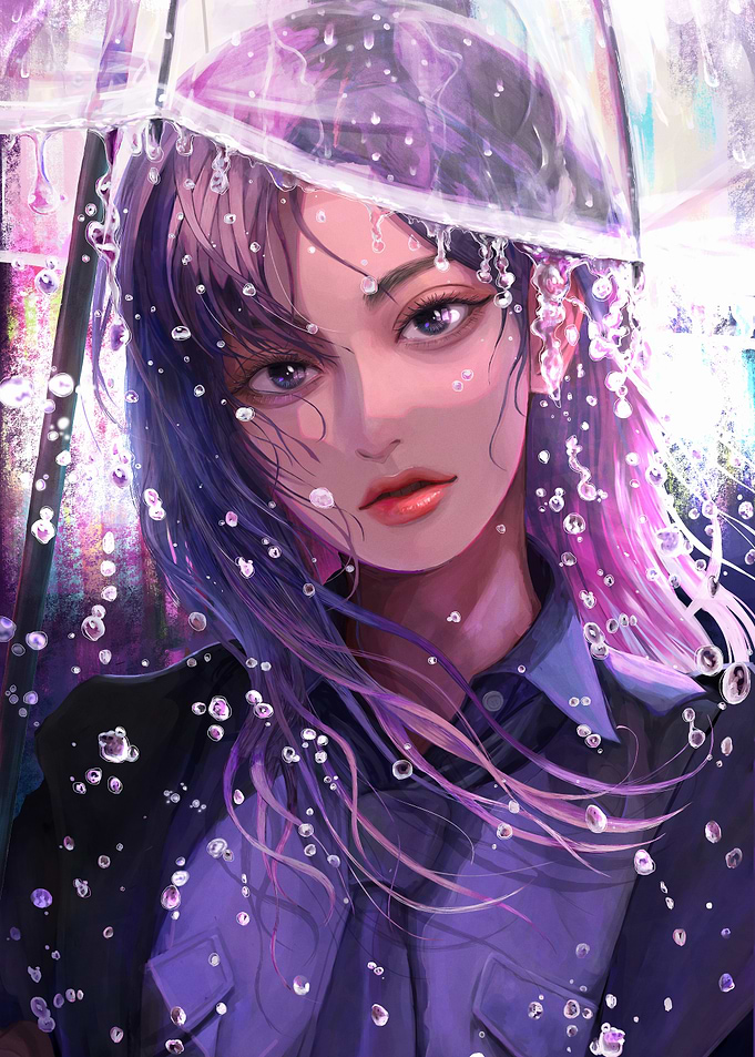 Woman with Umbrella in the Rain