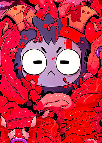 Cartoon Character Surrounded by Tentacles