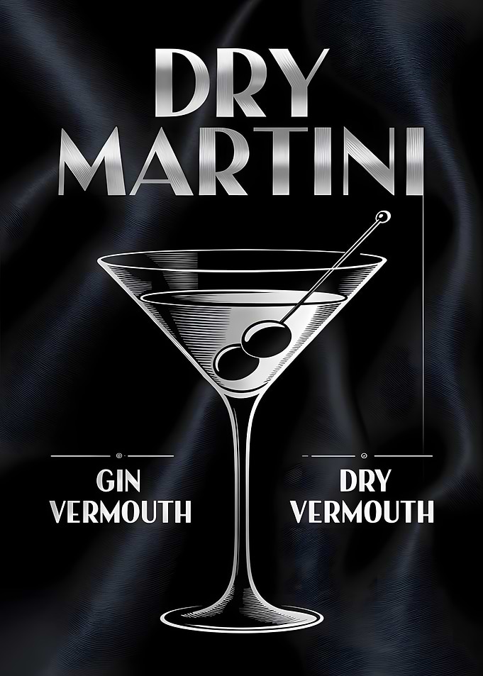 Dry Martini Cocktail Recipe Illustration