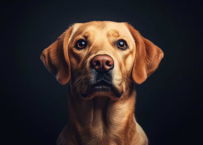 Golden Labrador Portrait on Dark Background