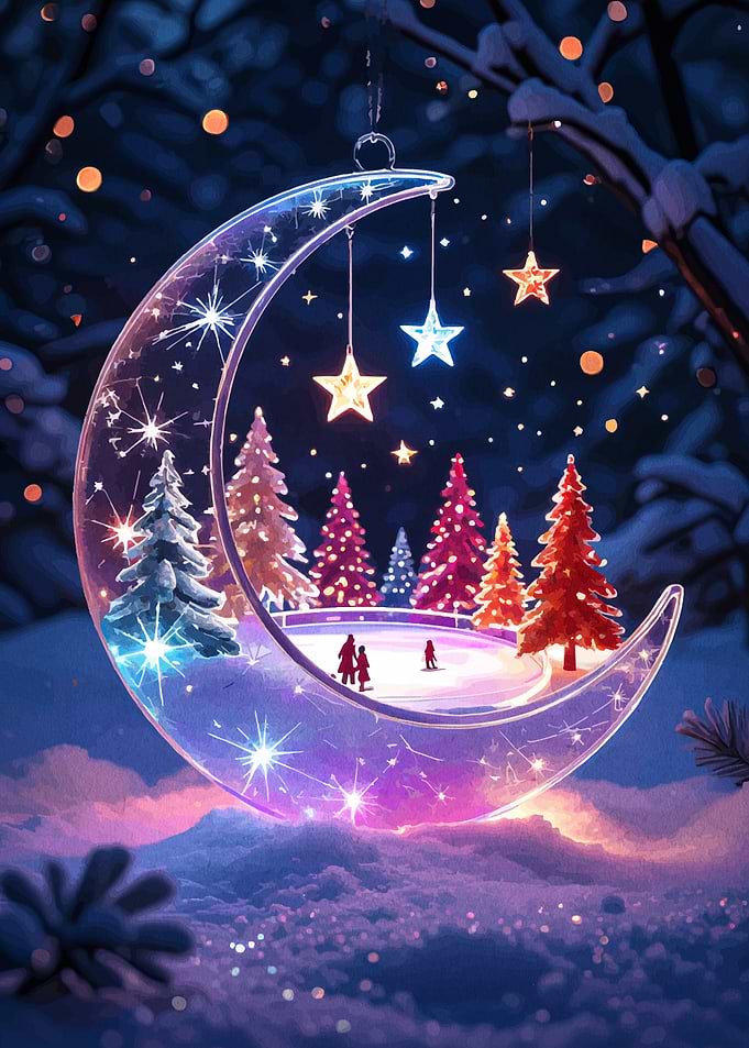 Winter Wonderland Crescent Moon Ornament