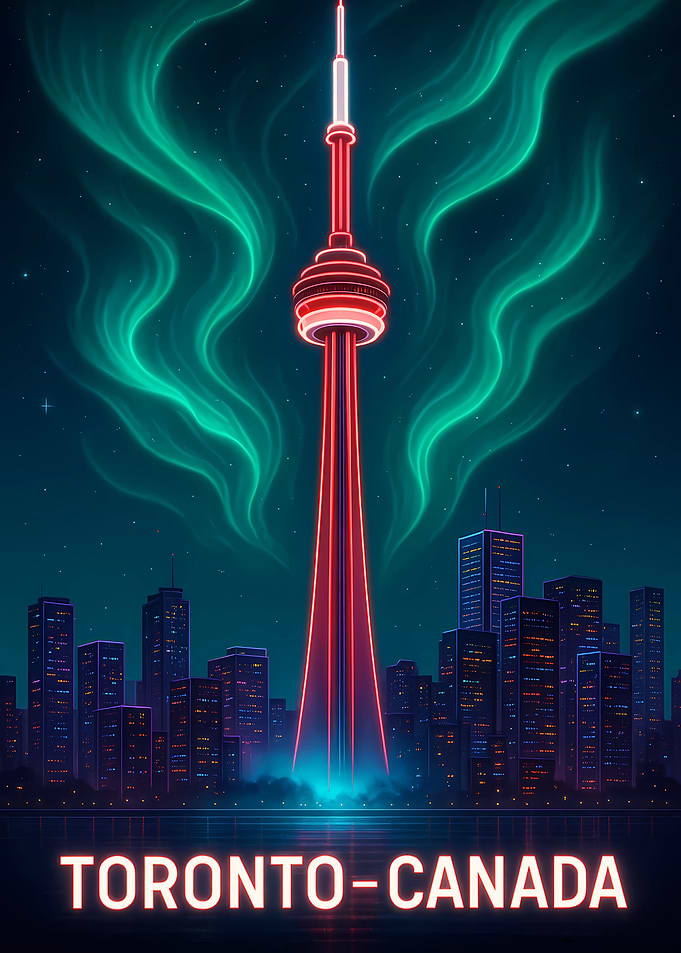 Toronto Canada Neon Cityscape