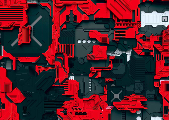 Red and Black Sci-Fi Panel