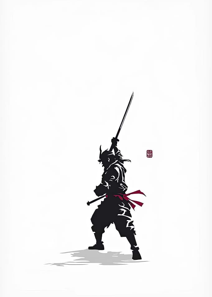 Samurai Warrior Silhouette with Katana