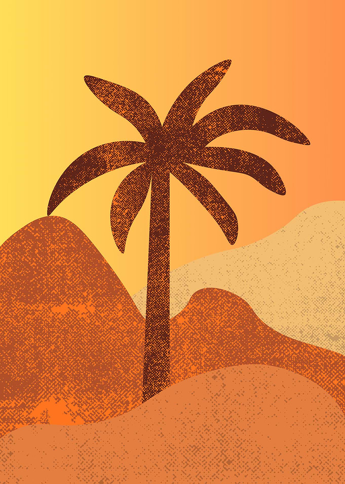Palm Tree Desert Landscape Illustration