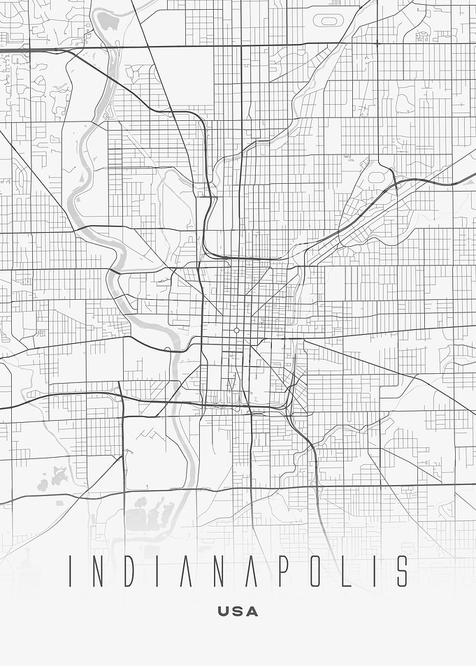 Indianapolis, USA - Minimalist City Map Poster, Modern Urban Street Print