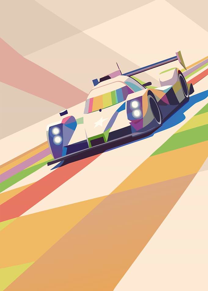 Colorful Race Car on Track