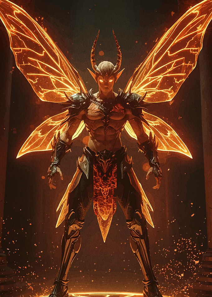 Fiery Winged Demon Warrior