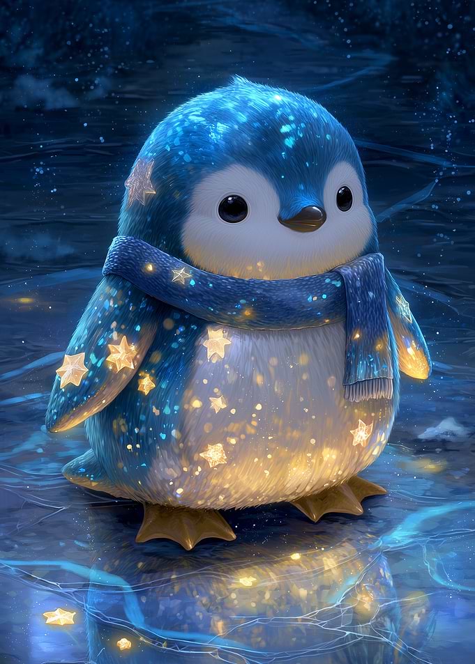 Cute Starry Penguin with Scarf