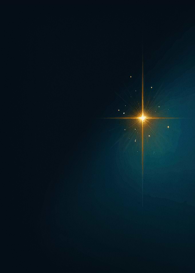 Glowing Star on Dark Blue Background