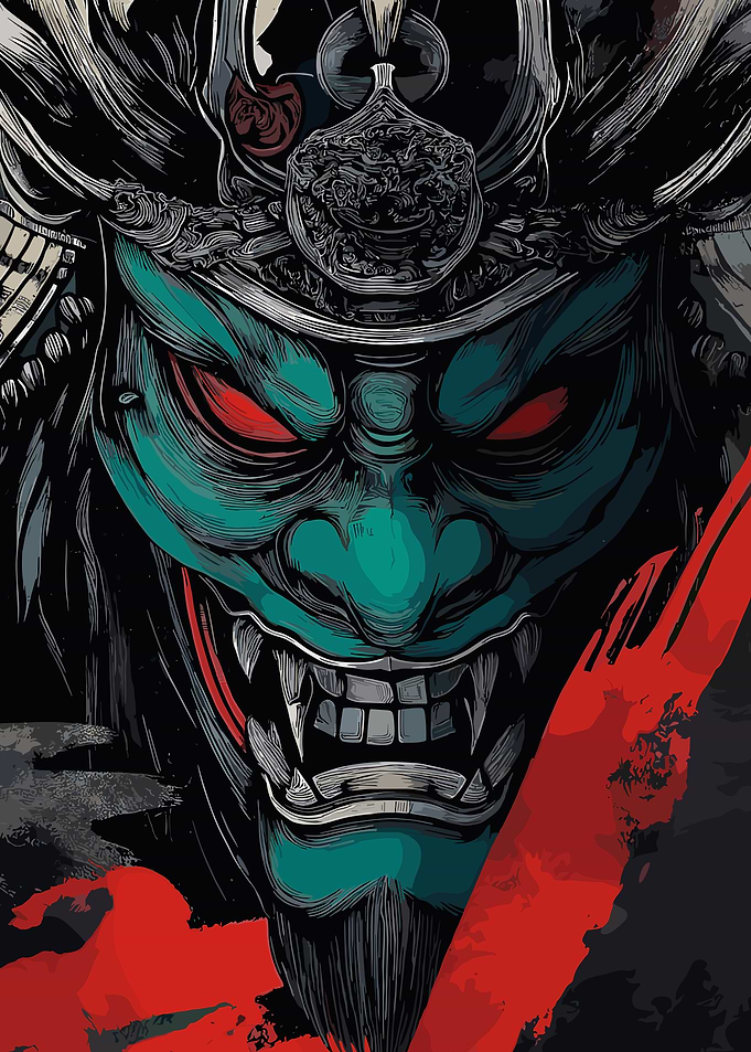 Samurai Mask Digital Art