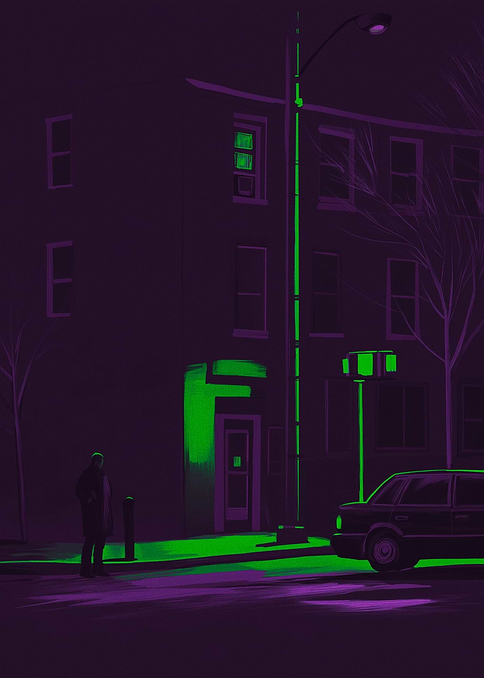 Night Scene with Figure and Car