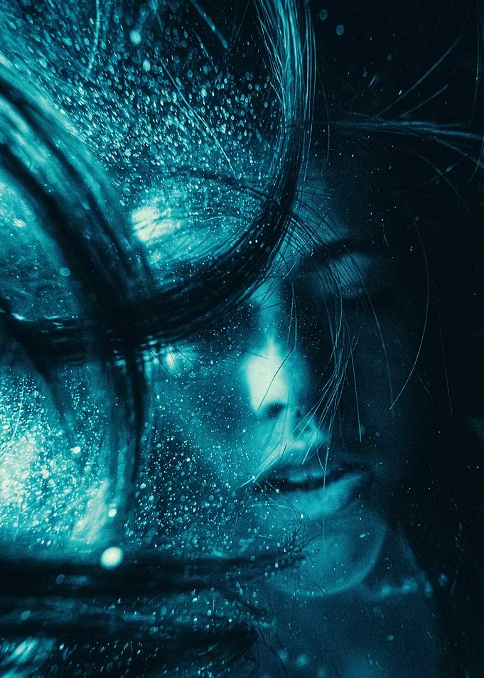 Abstract Portrait in Teal and Black