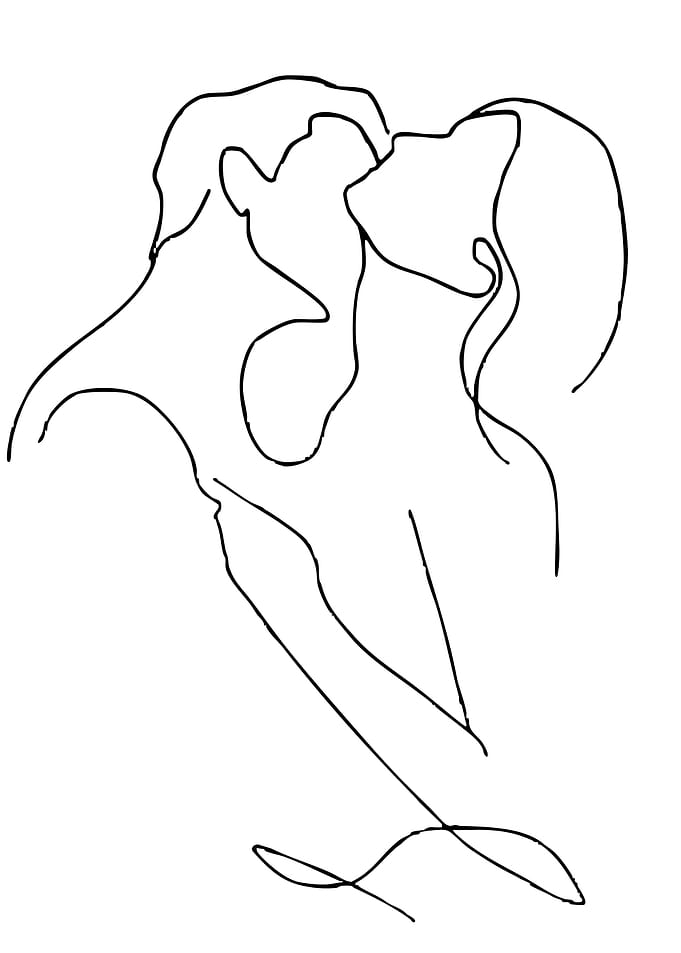 Minimalist Kiss Line Art