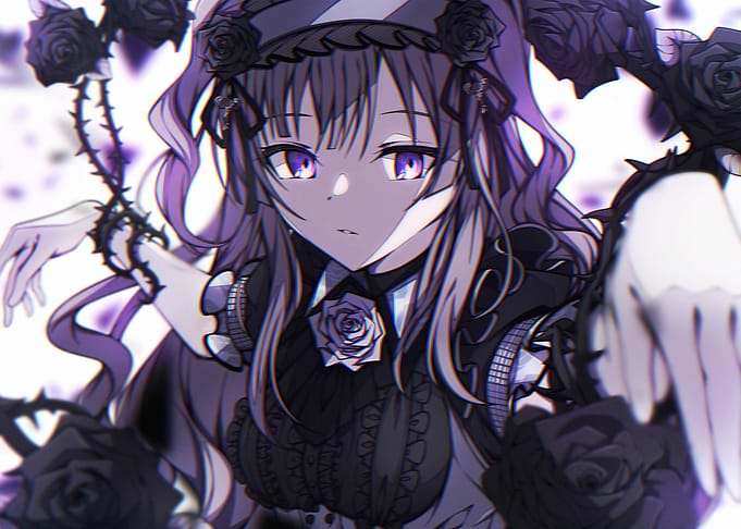 Anime Girl with Roses
