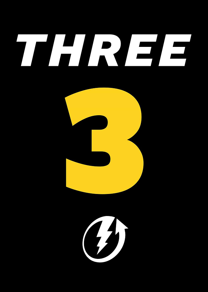 Three Graphic with Lightning Bolt Symbol
