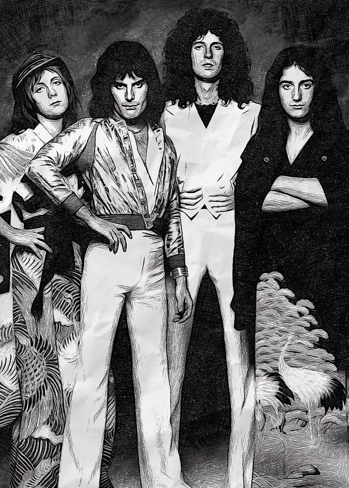 Queen Band Monochrome Portrait