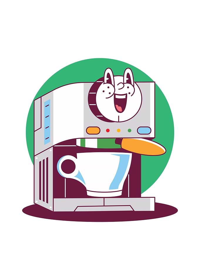 Cartoon Coffee Machine with Face