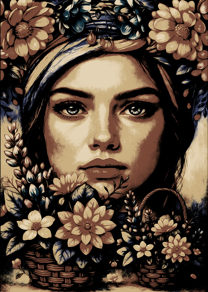 Floral Portrait of a Woman