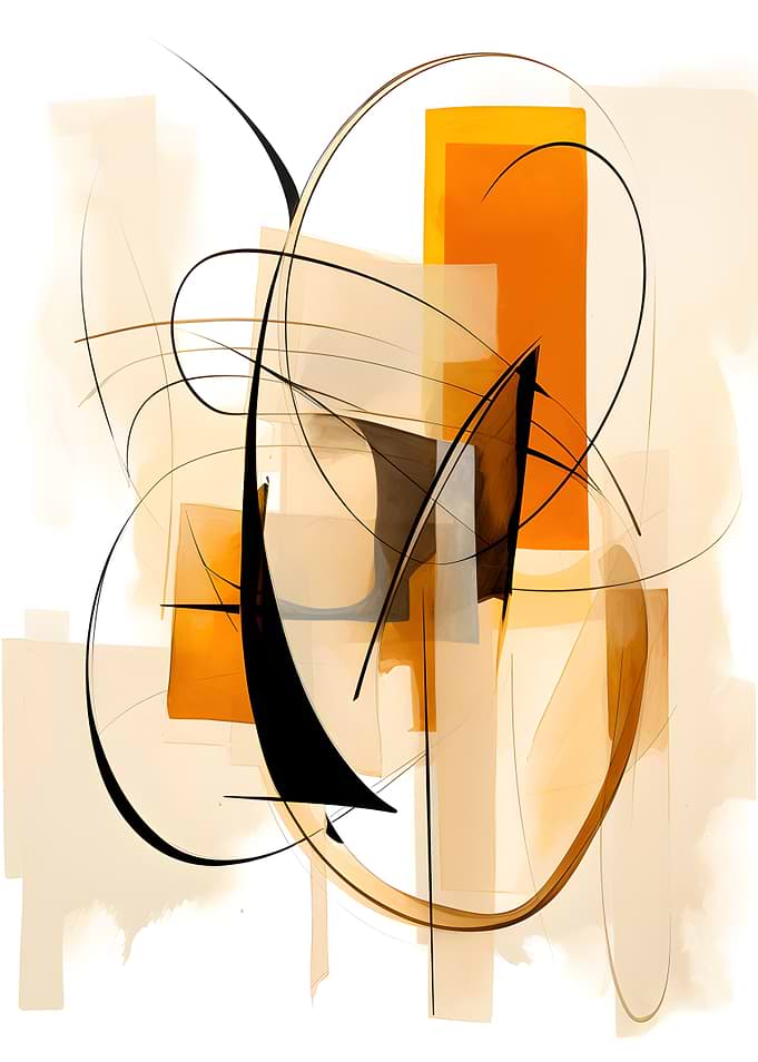 Abstract Shapes in Orange and Black