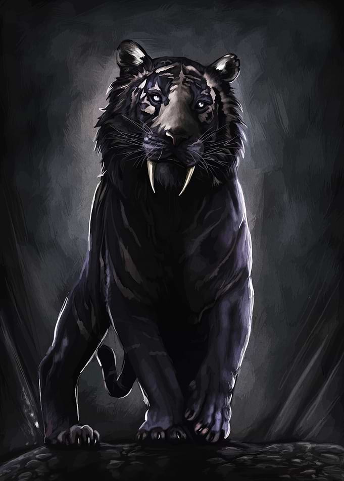 Dark Sabertooth Tiger Illustration