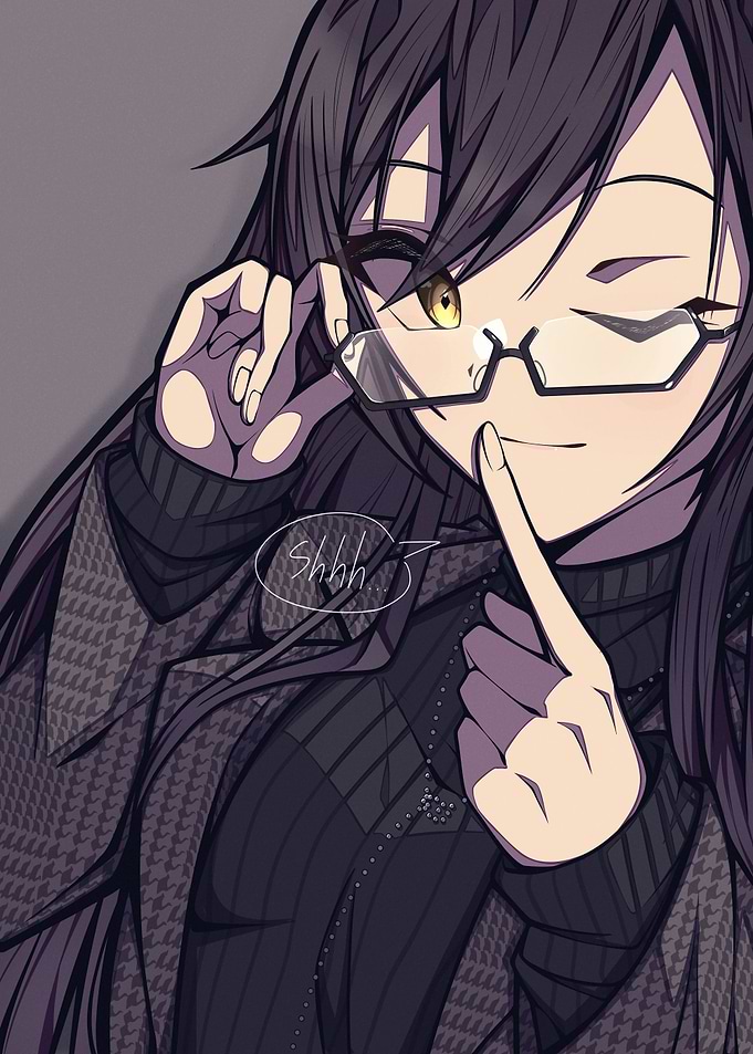 Anime Girl Shushing with Glasses
