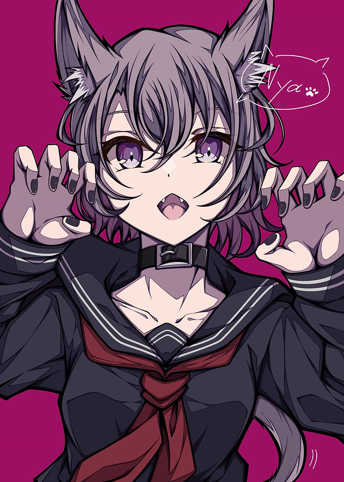 Anime Cat Girl in School Uniform