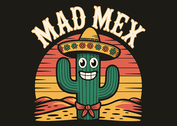 Mad Mex Cactus Cartoon Illustration