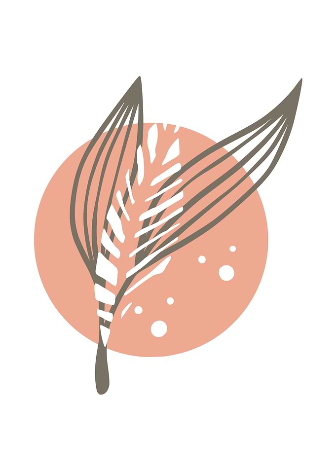 Minimalist Leaf Design on Peach Circle