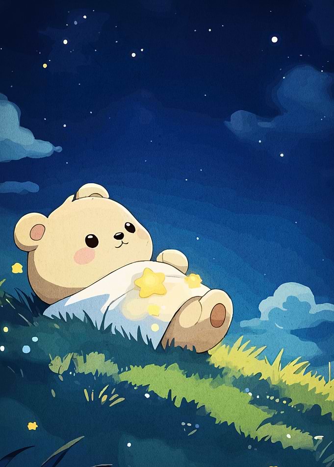 Teddy Bear Starry Night Sky