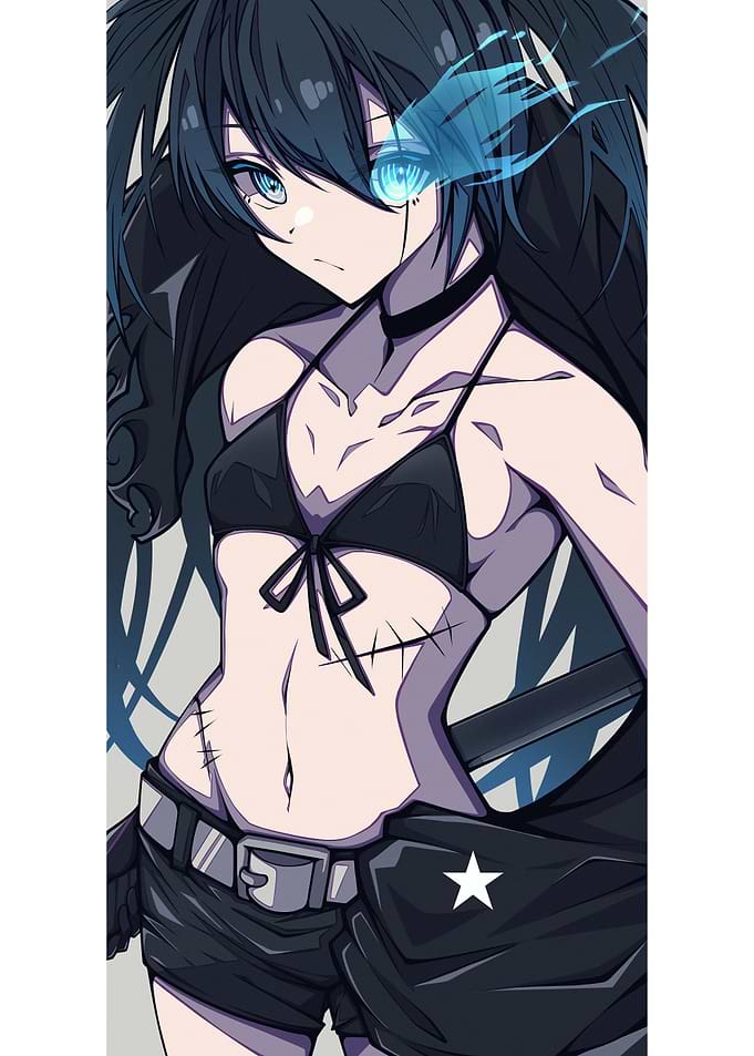 Anime Girl with Glowing Blue Eye