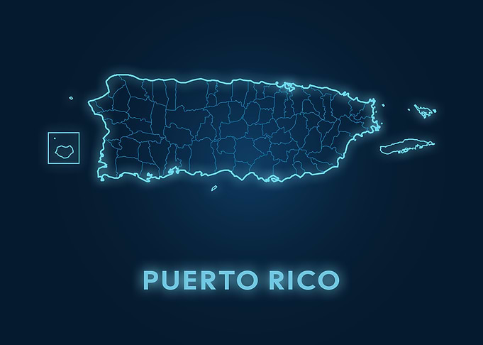 Puerto Rico Map - Neon Outline