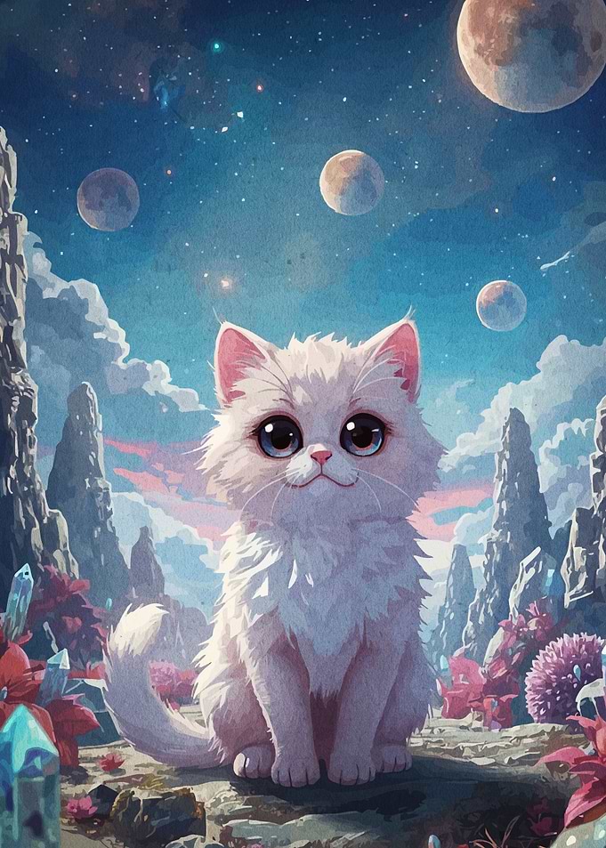 Fantasy Cat Lunar Landscape